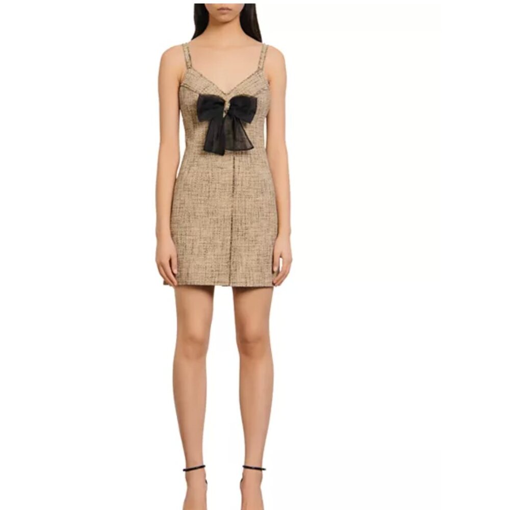Sandro Paris Tweed Pattern Mini Dress Size 34 / 2 -- FLAWED - Picture 3 of 9